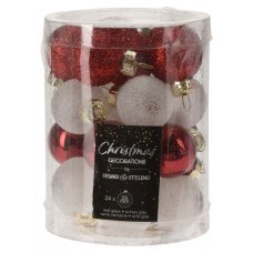 Χριστουγεννιάτικες Μπάλες Γυάλινες Κόκκινες- Σετ 24 τεμ. (2,5cm)